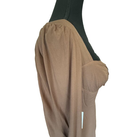 NWT Backyard Roses Maxi Dress XS Long Sleeve Solid Color Slit Sweetheart Neck - Picture 6 of 9